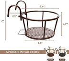 Iron Art Metal Railing Flower Pot Hanging Basket for Indoor Pot Holder Hanger 3 Pack Outdoor Plants Perfect for Porches and Patio Decor (Black)