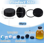 OLYCRAFT 50Pcs Plastic Bottle Caps 37.5mm Black Screw-On Lids Inner Diameter Bottle Jug Storage Lid Plastic Tamper Seal Lids Replacement Cap Twist Cap for Juice Bottles Dispenser Caps