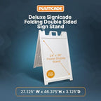 Plasticade Signicade Deluxe A Frame Sidewalk Curb Sign Portable Folding Double Sided Display with Quick Change System for Store Signs, White