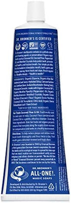 Dr. Bronner’s - All-One Toothpaste (Peppermint, 5 ounce) - 70% Organic Ingredients, Natural and Effective, Fluoride-Free, SLS-Free, Helps Freshen Breath, Reduce Plaque, Whiten Teeth, Vegan