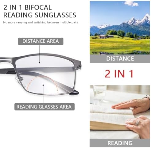 Photochromic Bifocal Reading Glasses Men Women Transition Sunglasses UV Protection Sun Readers 1.0 1.5 2.0 2.5 3.0