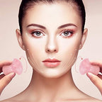 2pieces Gua Sha Tool,Gua Sha Scraping Massage Tool,Crystal Chakra Healing Stone,Mushroom Shape Guasha Facial Massage Stone for Eye Face Neck Skin Body Beauty Spa Relaxing Set(Rose Quartz)