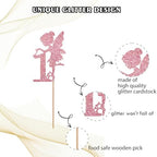 Rose Gold Fairy 1st Birthday Cake Topper - Garden Fairy Themed Decoration for 1st Anniversary/Girl's Birthday Party
