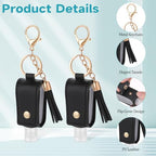 2 Pcs Portable Handwashing Fluid Holder Bottles with Keychain, Refillable Travel Containers, 1oz/30ml Squeeze Bottles for Toiletry Lotion Liquid Soap Shampoo (Black)