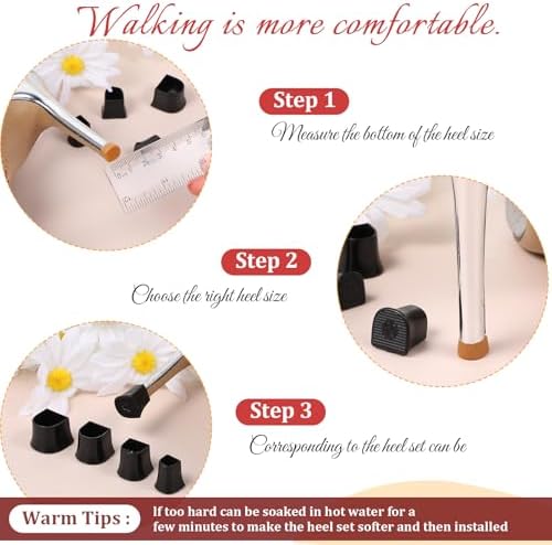 Bewudy 10 Pairs Heel Caps for High Heels, 5 Sizes Black U Shape Heel Cap Protectors, Anti-Slip Noise Reducing High Heel Protector Heel Stoppers for Outdoor Weddings Events
