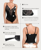 Popilush Shapewear Bodysuits for Women Lace Corset Tops Tummy Control V Neck Sleeveless Body Suit Thongs