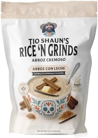 Pride Foods El Especial del TíoShaun Rice 'N Grinds Arroz Cremoso - Gluten-Free, Vegan-Friendly, Hot Rice Breakfast Cereal, Quick & Easy Hot Meal, Low-Fat Comfort Food, Arroz Con Leche