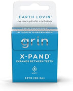GRIN X-Pand Floss Box, Expands Between Teeth, 55 Yards (50.3m), Minty Flavor, Recyclable Packaging, 165 Feet of Strong Fine Dental Floss, No More Plastic Container, No Shredding or Breaking