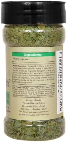 Shudh India Dried Fenugreek Leaves (Kasoori Methi) Ground Spice ~ All Natural | Salt-Free | Vegan | No Colors | Gluten Friendly | NON-GMO | Indian Origin