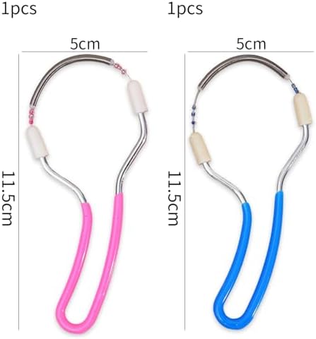Spring Facial Hair Remover, Portable Stainless Steel Spring Threading Tool Upper Lip Chin Cheeks Removes Hairs Makeup Tool (Blue+Pink)