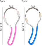Spring Facial Hair Remover, Portable Stainless Steel Spring Threading Tool Upper Lip Chin Cheeks Removes Hairs Makeup Tool (Blue+Pink)