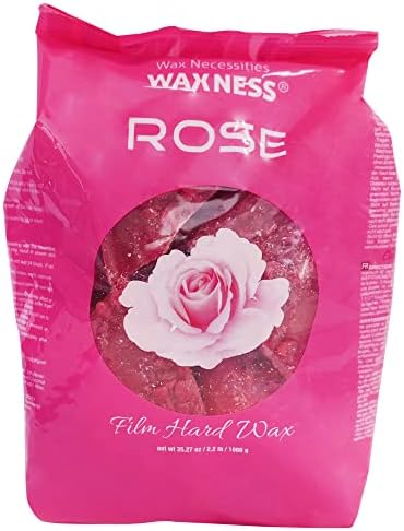 Waxness Film Hard Wax Beads Rose 2.2 lb (1 kg) – Stripless Professional Hard Wax with Rose Scent for Face & Body, Smooth Application – Made in Italy