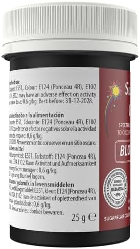 Sugarflair Food Colouring Paste Blood Red, Spectral Highly Concentrated Food Colouring for Buttercream, Sugar Paste, Royal Icing, Cake Decorations and More! Vibrant Colour Food Dye! - 25g
