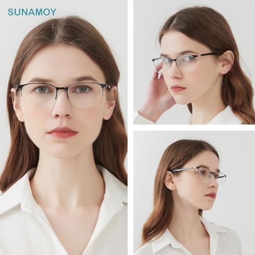 5 Pack One-Piece Half Frame Reading Glasses Women Men Flexible Blue Light Computer Lightweight comfort Readers