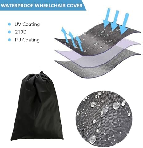 Wheelchair Cover, Electric Wheelchair Cover Waterproof, Mobility Scooter Storage Cover for Travel Power Wheelchair Dust Protective Cover with Storage Bag ((L):40"L x 27.5"W x 47"H)