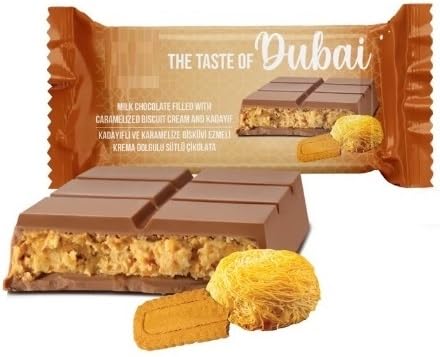 Elit Caramelized Biscuit with Exotic Dubai Chocolate – Gourmet Luxury Milk Chocolate Bar 90g, Valentine's Day Gift – Crispy Kadaif Cream Filling - Halal 3.17 Oz