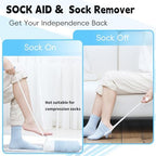 Sock Aid Kit, Sock Puller Aid Easy On and Off, Sock Assistant Device No Bending, Sock Aids for Putting On Socks and Sock Remover, Sock Helper for Seniors, Pregnant, and Limited Mobility