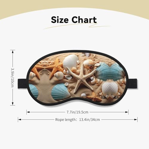 Seashells Starfish Eye Mask for Sleeping Soft Satin Sleep Shade Cover Blindfold with Elastic Strap Travel Nap Blackout Eye Shade Cover for Women Men