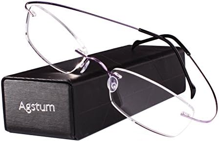 Agstum Titanium Rimless Flexible Frame Hingeless Optical Eyeglasses Clear Lens