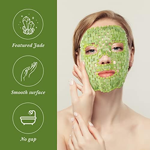 Patelai Jade Facial Mask, Jade Sleep Natural Stone Green Facial Cooling Mask, Beauty Skincare Massage Tools for Alleviate Puffiness Face Massage Puffy Eyes Dark Circles