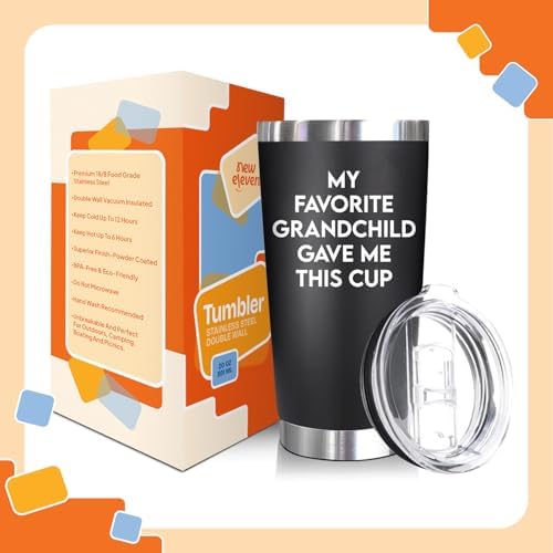 NewEleven Fathers Day Gift For Grandpa - Grandpa Gifts From Granddaughter, Grandson - Unique Birthday Present Ideas For Grandfather, New Granddad, Promoted To Granddad, Grandchildren - 20 Oz Tumbler