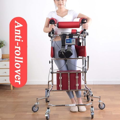 8 Wheels Walkers for Seniors, Walker Adjustable Width and Height, Heavy Duty Walking Mobility Aid Supports Up to 350lbs, Rolling Walker Walking Mobility, for Elderly Handicap Disabled (Red)