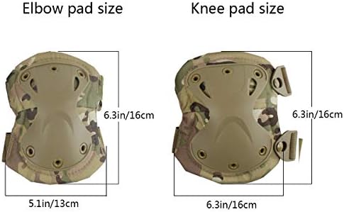 AOUTACC Combat Knee & Elbow Protective Pads Set for Outdoor CS Paintball Game Cycling Safety Skateboarding Gear Skates Knee Protection Guard Pads