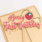 Berry First Birthday Cake Topper - Strawberry Theme Cake Topper, Berry Sweet One First Birthday Decoration for Party, Anniversary, Photo Props, Cake Smash