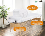 60 Pcs Disposable Fitted Massage Table Sheet Set - 30 Pcs Breathable Spa Bed Sheets and 30 Pcs Face Cradle Covers/Headrest Covers