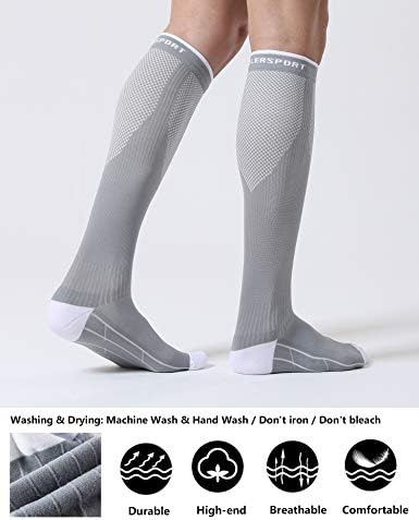 CS CELERSPORT 3 Pairs Compression Socks for Men and Women 20-30 mmHg Running Support Socks