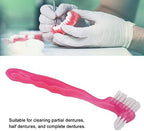 Denture Brush, Ergonomic Portable Soft Hair False Teeth Brush Double Sided Professional for Home Travel