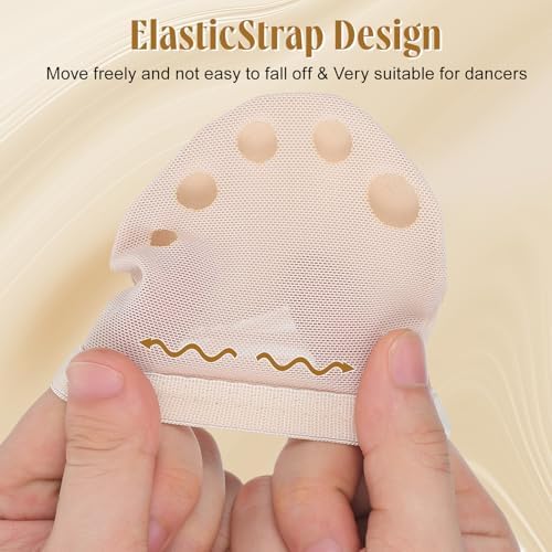 DOITOOL Half Sole Dance Paws for Women, 5 Toe Holes Cushioned Foot Paws Foot Undies for Women Girls Ballet Lyrical Contemporary, Turning Shoes Breathable Toe Pads Mesh Cushion, Fits US Size 6.-6.5