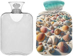 Beach Shells Hot Water Bottles with Soft Cover Warm Water Heat Bottles for Menstrual Cramps Pain Relief Small