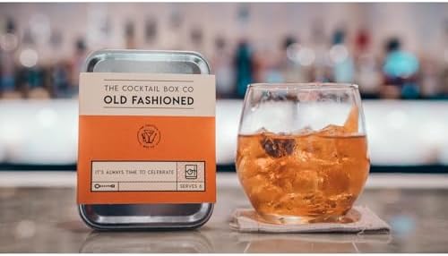 The Cocktail Box Co. Old Fashioned Cocktail Kit - Compact Plane Cocktail Kit for Travel - Includes Bitters & Old Fashioned Cubes - Standard Packaging