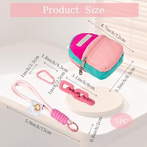Asthma Inhaler Case,Inhaler Holder with Keychain, Small Travel Medication Organizer for Adults Kids,Spacer Bag with a Lanyard and a Keychain（Only Storage Bag） (Pink)