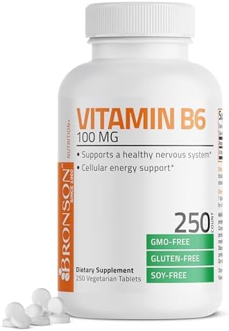 Bronson Vitamin B6 100mg Premium Vitamin B6 Supplement, 250 Tablets