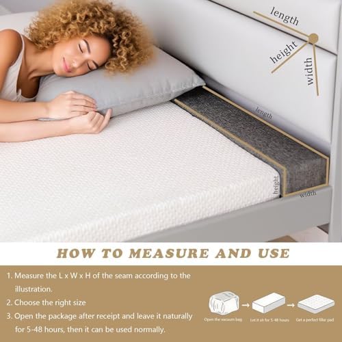 Bed Gap Filler/Space Filler Twin, High-Density 50D Foam Mattress Extender for Fills Gaps Between The Mattress and The Head of The Bed, The Wall Or The Sofa