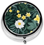 (Hawaiian) Round Pill Box,3 Compartment Pill Box Mini Decorative Pocket Purse Portable Travel Medicine Tablet Vitamin Holder Organizer Pill Case