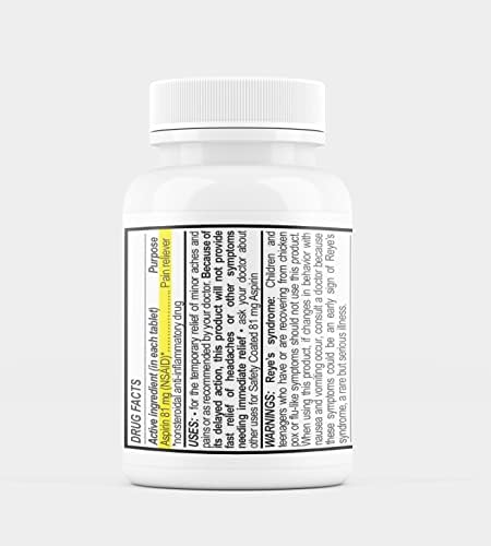 MedPlus Low Dose Aspirin 81 mg - 500 Tablets | Enteric Coated | Pain Reliever for Minor Aches and Pains, Fever Reducer - Made in USA