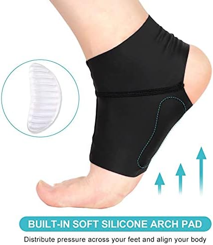 Plantar Fasciitis Arch Socks with Gel Pads, Arch Ankle Support Sleeves for Flat Feet, Compression Ankle Arch Brace Wrap for Men and Women, Heel Spurs, Flat Foot, High/Low Arch Relief, 1 Pair