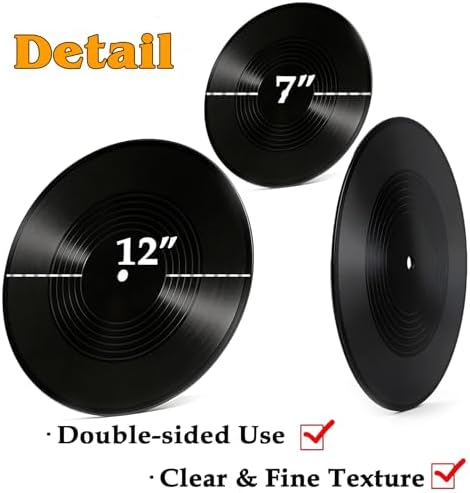 5 12 Inch & 10 7 Inch Vinyl Records Decor Set, Double-Sided Blank Records with 14 Pens, 30 Labels, Triple Display Methods, Popular Vinyl Records for Birthday Guestbook Party Decor