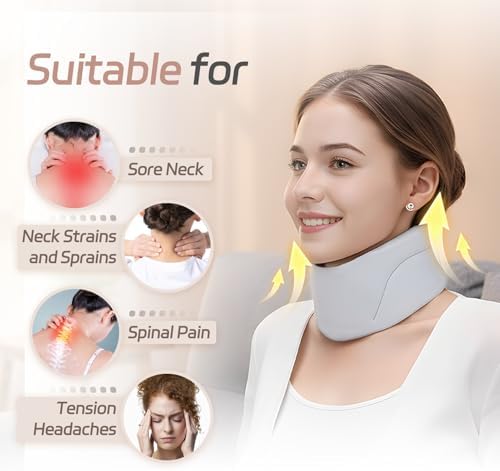 Neck Brace for Neck Pain and Support, Cervical Collar - Relieves Pain & Spine Pressure, Neck Support Brace Wraps Keep Vertebrae Stable and Aligned (Large)