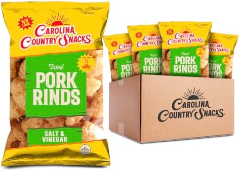 Carolina Country Snacks - Fried Pork Rinds Salt & Vinegar 1.75 oz (50g) | Bold Flavor, Crunchy Delight