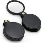 Small Pocket Magnifier Glass, Mini Folding Magnifying Lenses with Rotating Protective Leather Sheath for Seniors Reading, Inspection, Kids for Exploration, Elders Gift, 2 3/8'' Lens Size
