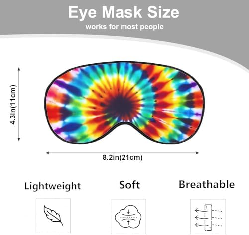 Rainbow Color Eye Mask Sleeping Mask Tie Dye Swirl Sleep Masks Silky Soft Eye Cover for Women Men Shading Blindfold for Air Travel Sleeping