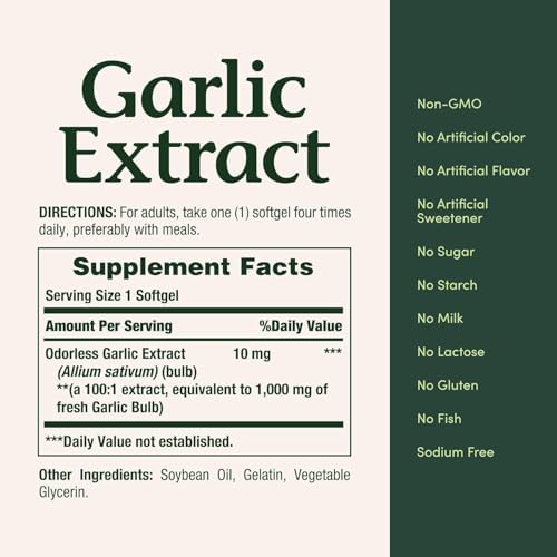 Nature's Bounty Garlic Extract 1000 mg Softgels 100 ea (Pack of 2)