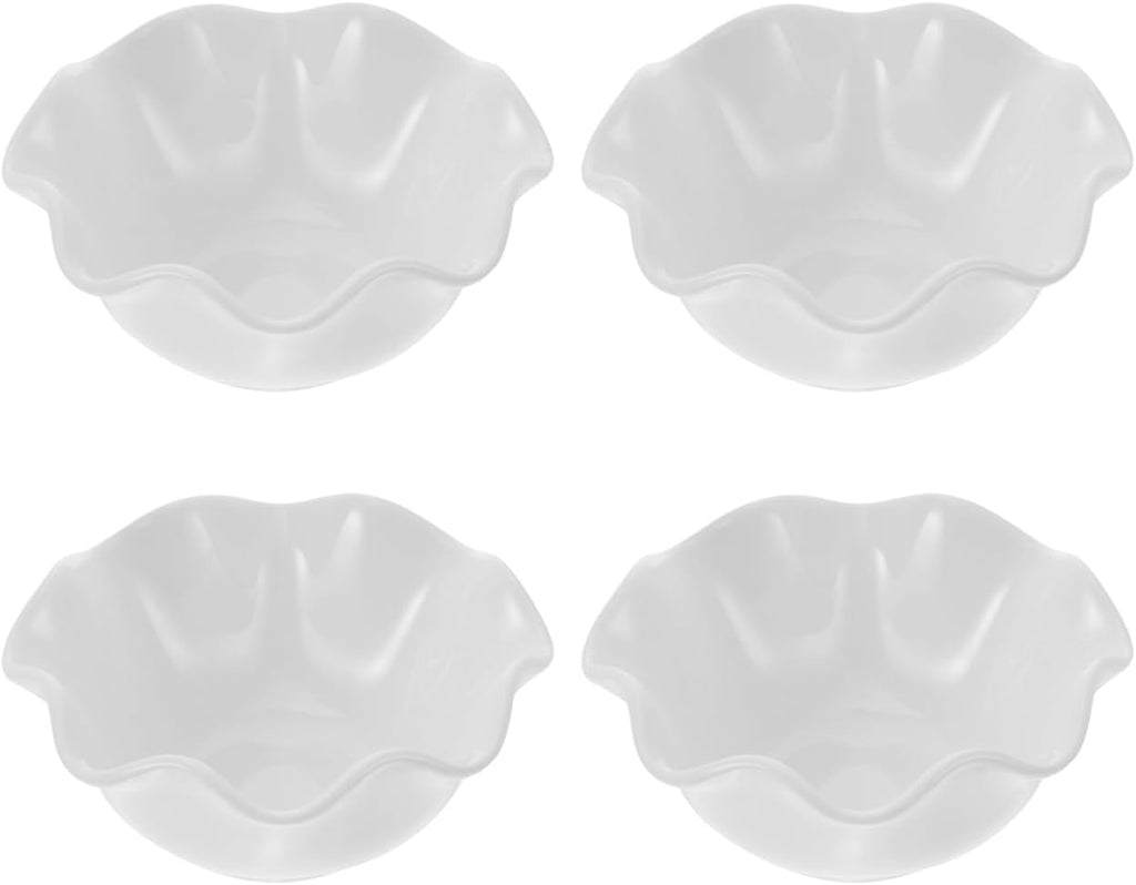 Zerodeko 4pcs Set Lotus Bowl Creative Salad Dishes Small Lotus Bowls White Ceramic Snack
