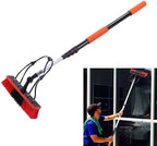 Long Solar Panel Cleaning Brush Kit, 12ft Extendable Window Cleaner Tool with Telescoping Pole, Soap Dispenser, Water Fed for Drain Roof RV Gutter Boat Solar Panel Deck