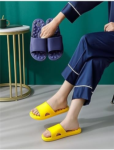Far Infrared Ionictitan Heightening Shape Massage Slippers,Reflexology Acupressure Sandals for Women Men,Circulation Slippers Sandals (6.5-7, Yellow)