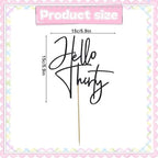 Hello Thirty Cake Topper, Black Glitter 30th Birthday Cake Topper Happy 30th Birthday Anniversary Party Decorations Supplies for Her and Him(Black 2)